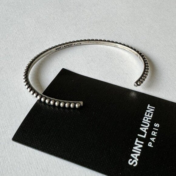Saint Laurent Paris Silver Ball Cuff Bracelet - Picture 2 of 3